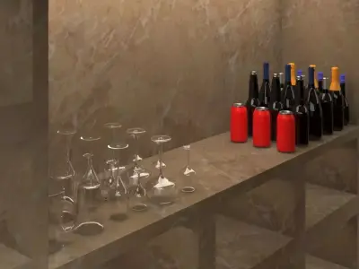 The Bottles And the  Glasses Free 3D model