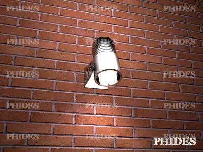 Spotlight 1 stainless steel wall light on brick wall Free 3D model