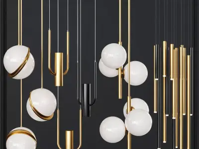 Pendant lights set 025 3D model