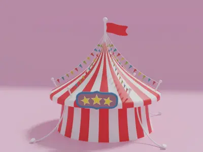 Cartoon Circus Tent 2 3D model