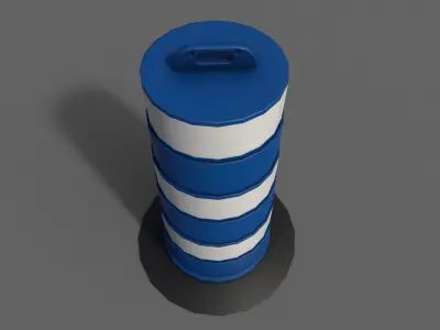 PBR Traffic Drum Barrel Blue Low-poly 3D model