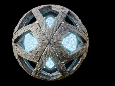 Star Core Space Station alRihla Low-poly 3D model