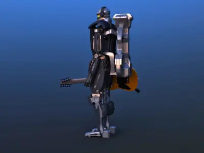 Futuristic Guitar Player Robot 3D model