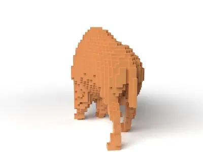 Bison Minecraft Voxel Low-poly 3D model