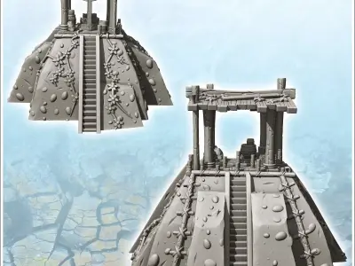 Fantastic raised altar with access stairs and wooden roof 1 - Me 3D print model