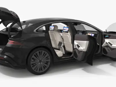  Modern Electric Fastback Sedan Black Rigged for Cinema 4D 