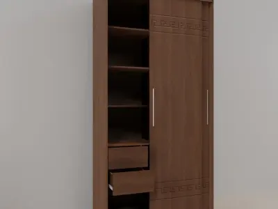 Wardrobe with shelves and drawers 3D model