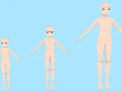 Base Mesh Pack - Anime Male Low-poly 3D model