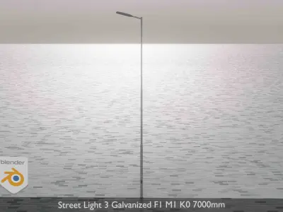 Street Light 3 Galvanized F1 M1 K0 7000 mm Low-poly 3D model