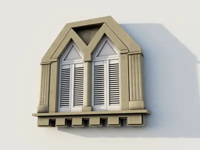Shutters window with Low-poly 3D model
