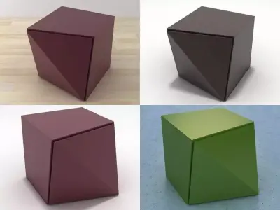 Origami different colored geometric shapes on table Free 3D model