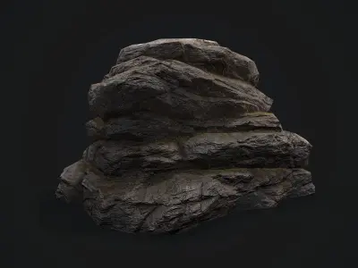 Rock 4 pile Low-poly 3D model