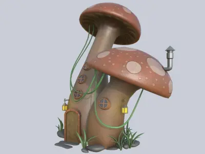 Mushroom house Low-poly 3D model