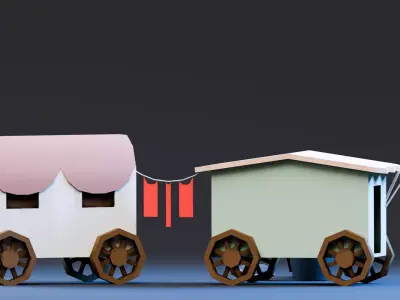 Amusement Park - Carnival Cart  Low-poly 3D model