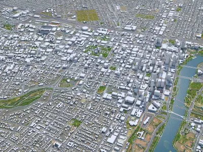 Austin Downtown Texas USA Low-poly 3D model