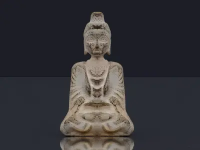 Ancient Chinese-style Buddha statue Low-poly 3D model