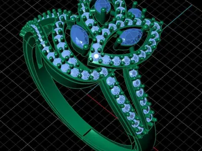 Diamond Ring for Women 3D print model 21