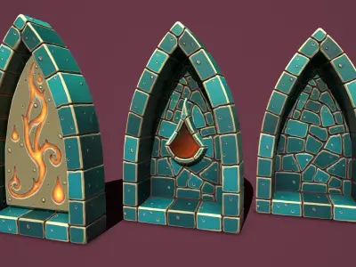 Fantasy stone window 1 Low-poly 3D model