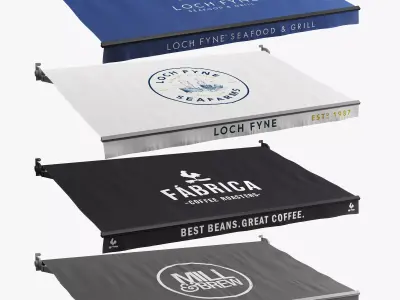 Awnings set for cafe 2 3D model