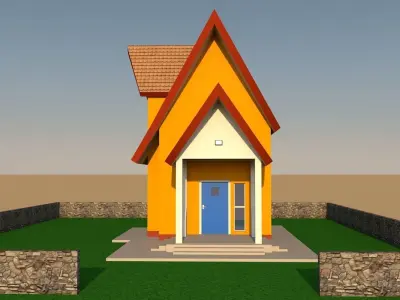 Cartoon house  Low-poly 3D model