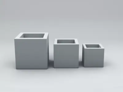 Concrete model set of three cubes 3D model