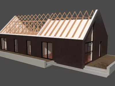 Modern House Truss System Low-poly 3D model