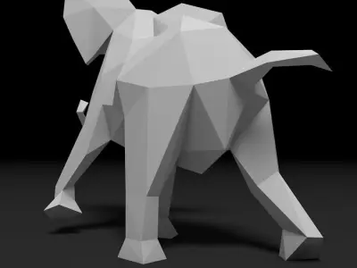 Low poly elephant polygonal 3D print model