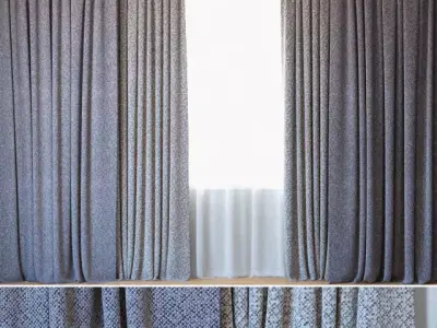 Curtains 76 Curtains with Tulle ROHI Mica 3D model