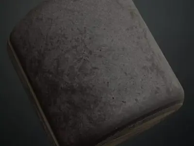 Brushed Dark Concrete Wall with Wood Inlay Frame PBR Seamless Texture