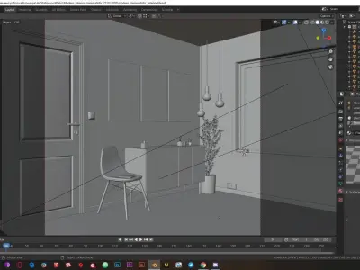Low-poly modern interior  Low-poly 3D model