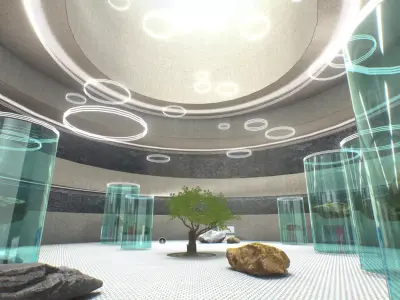 G0009 Virtual-Reality Art Gallery Circles 3D model