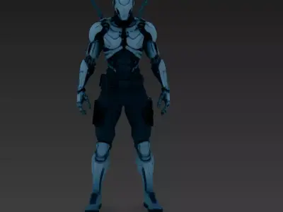 Biomechanical Assassin Futuristic Cyber Ninja 3D Character Model 3D model