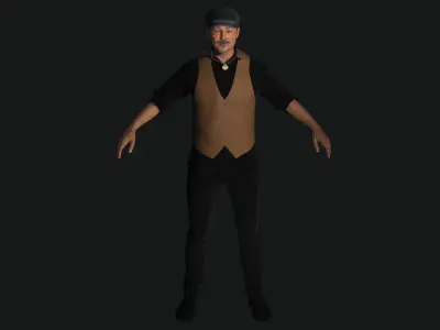AAA 3D ASIAN OLD BEARDED BUSINESSMAN - REALISTIC GAME CHARACTER Low-poly 3D model