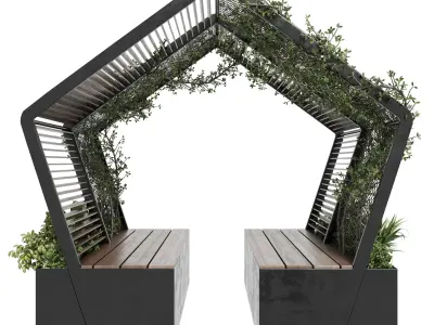 Landscape furniture with pergola and roof garden 28 3D model