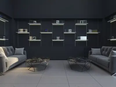 Lobby furniture Low-poly 3D model