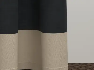 Curtain pair of curtains with stripes 3D model