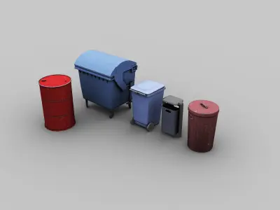 Wastbin Pack Low-poly 3D model