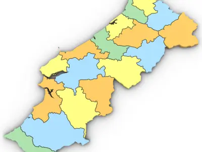 3d Political Map of Portugal 3D model