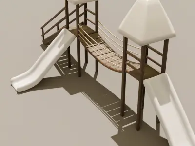 Playground castle with a slide Low-poly 3D model