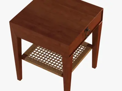 Bedside table with rattan shelf 3D model