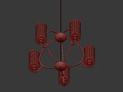 DENTON chandelier with three glass shades 3D model