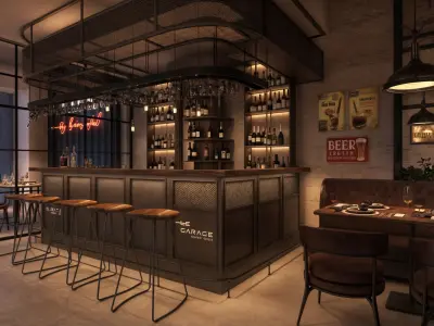 Restaurant and bar interior scene 2  3D model