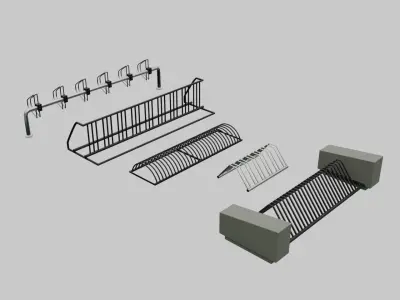 Bike Racks Collection - 5 Bicycle Racks 3D model