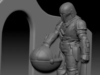 star wars scene the mandalorian - yoda 3D print model