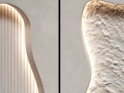 Niche recess in the wall with lighting Wavy doorways 3D model