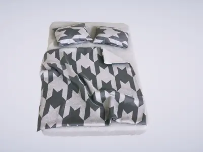 Bed with Pillows 3D model