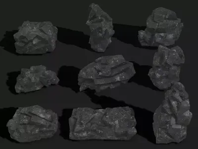 Mountain cliff Rocks - PBR Pack 08 Low-poly 3D model