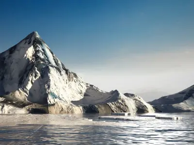 icescape Mountain snow polar pole ocean water arctic cold  3D model