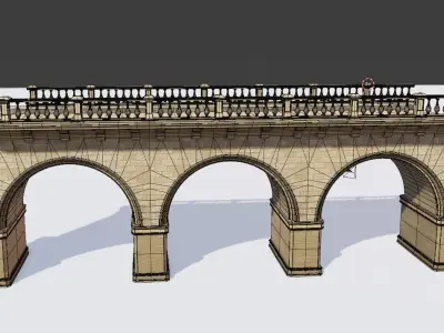 arched brick medieval bridge Low-poly 3D model