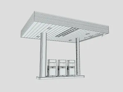 Old Gas Station Low-poly 3D model